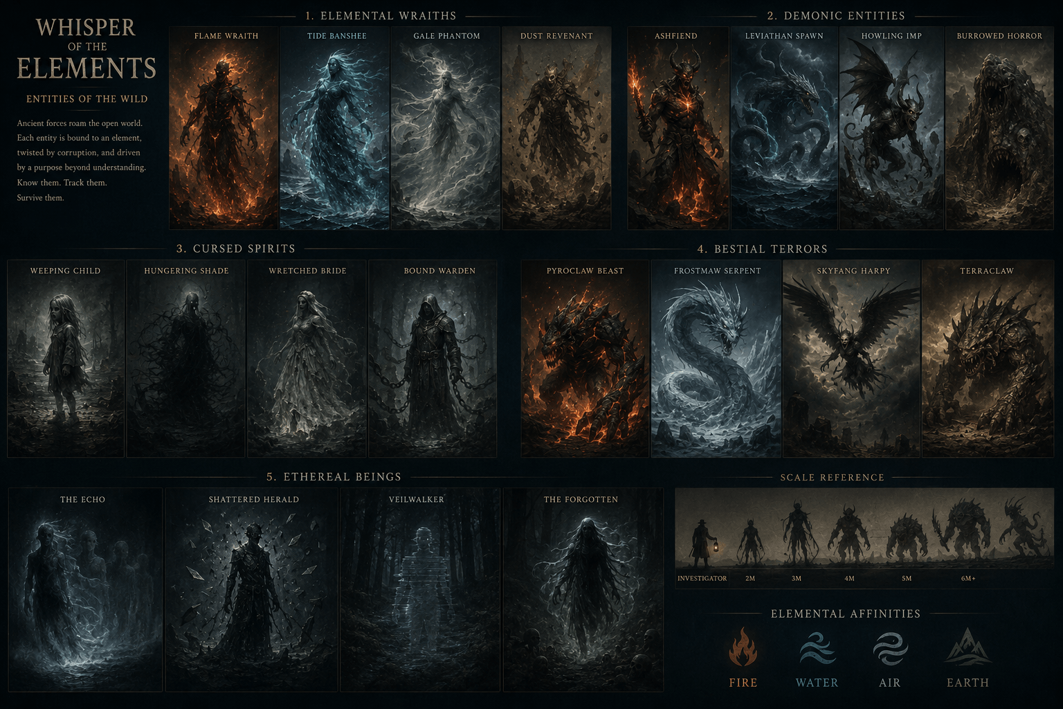 Creature concept art for Whisper of the Elements